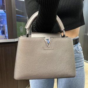 Louis Vuitton Capucines BB Metallic Grey Top Handle Handbag
